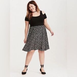 Torrid floral knit woven cold shoulder dress flowy dainty feminine romantic